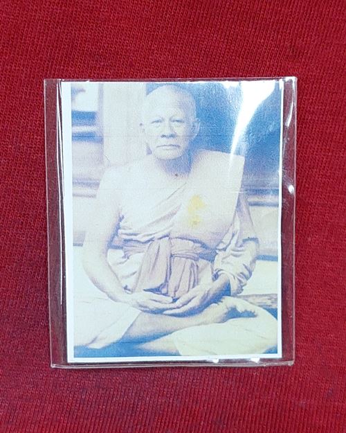 (ปิด59-)รูปถ่ายสีย้อนยุค- พร้อมกรอบไม้ หลวงพ่อพริ้ง วัดบางปะกอก ธนบุรี "รุ่นศิษย์มีครู" เลขลำดับ 947