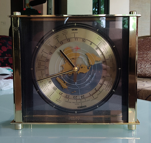 นาฬิกาตั้งโต๊ะวินเทจรุ่นเก่าหายาก SEIKO ของแท้ ตัว World Time ดูเวลารอบโลกได้ เครื่องไซโก้แท้