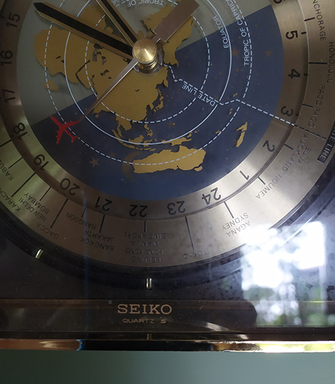 นาฬิกาตั้งโต๊ะวินเทจรุ่นเก่าหายาก SEIKO ของแท้ ตัว World Time ดูเวลารอบโลกได้ เครื่องไซโก้แท้