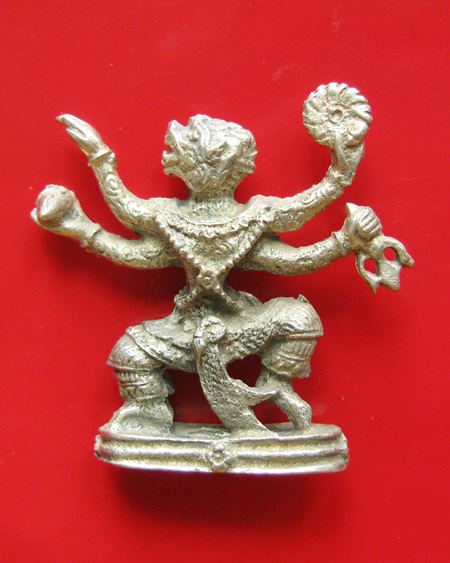 หนุมานหล่อโบราณ 4 กร รุ่นแรก หลวงพ่อแล วัดพระทรง จ.เพชรบุรี เนื้อช้อนส้อม ปี 2521