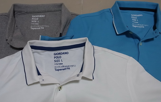 GIORDANO POLO size L ของแท้ 3ตัว 3สี ขาว ฟ้า เทา มือสองแต่สภาพดี