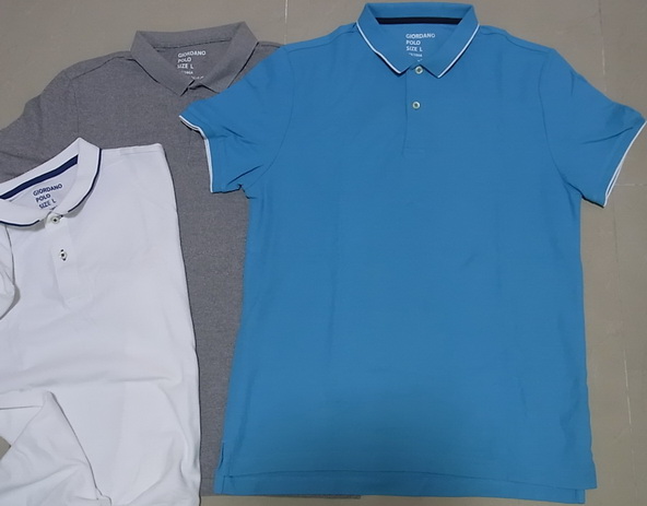 GIORDANO POLO size L ของแท้ 3ตัว 3สี ขาว ฟ้า เทา มือสองแต่สภาพดี