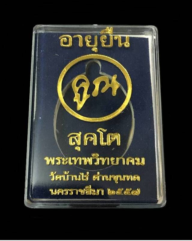 เหรียญคูณ สุคโต วัดบ้านไร่  เหรียญอายุยืน (จากชุดทองคำ D1) เนื้ออัลปาก้า หน้ากากนวะ เลข ๑๐๖๘
