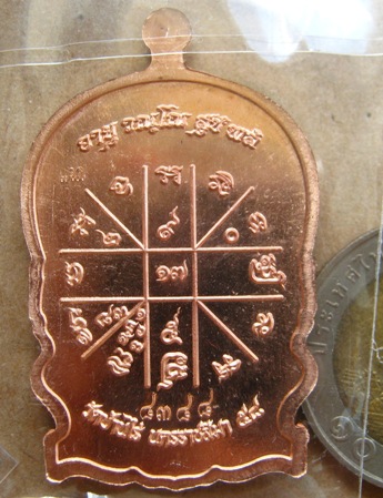 เหรียญเสมานั่งพาน อายุยืน หลวงพ่อคูณ วัดบ้านไร่ ปี2558 เนื้อทองแดง หมายเลข8384พร้อมกล่องเดิม