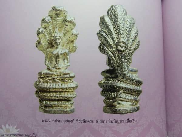 พระนาคปรกลอยองค์ ฉลองครบ5รอบ หลวงพ่อสาคร วัดหนองกรับ จ ระยอง ปี2540 รุ่นชินบัญชร เนื้อเงิน+กล่อง