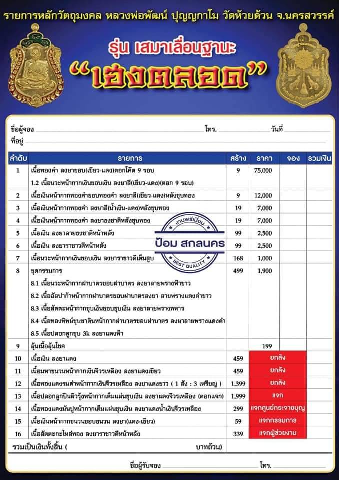 หลวงพ่อพัฒน์ รุ่น เสมาเลื่อนฐานะ เนื้อเงินหน้ากากชนวนขอบชนวน ลงยา แดง-เขียว หมายเลข 41