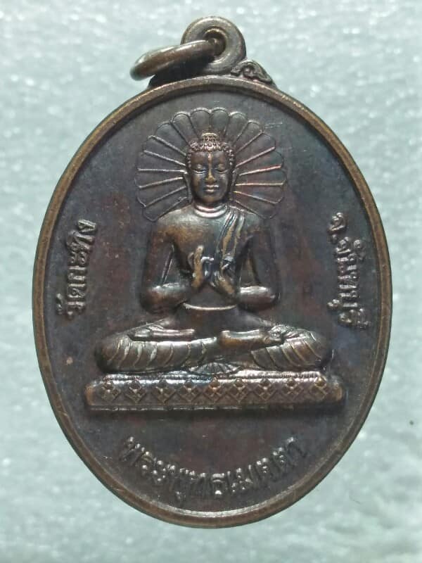 เหรียญท่านพ่อเขียน หลังพระพุทธเมตตา วัดกระทิง จันทบุรี 