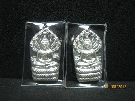 K1648   2องค์...พระนาคปรก หลวงพ่อทองดำ วัดท่าทอง เนื้อเงิน อุตรดิตถ์ ..ปี ๒๕๓๖.. ศิษย์เอก  หลวงพ่อเง