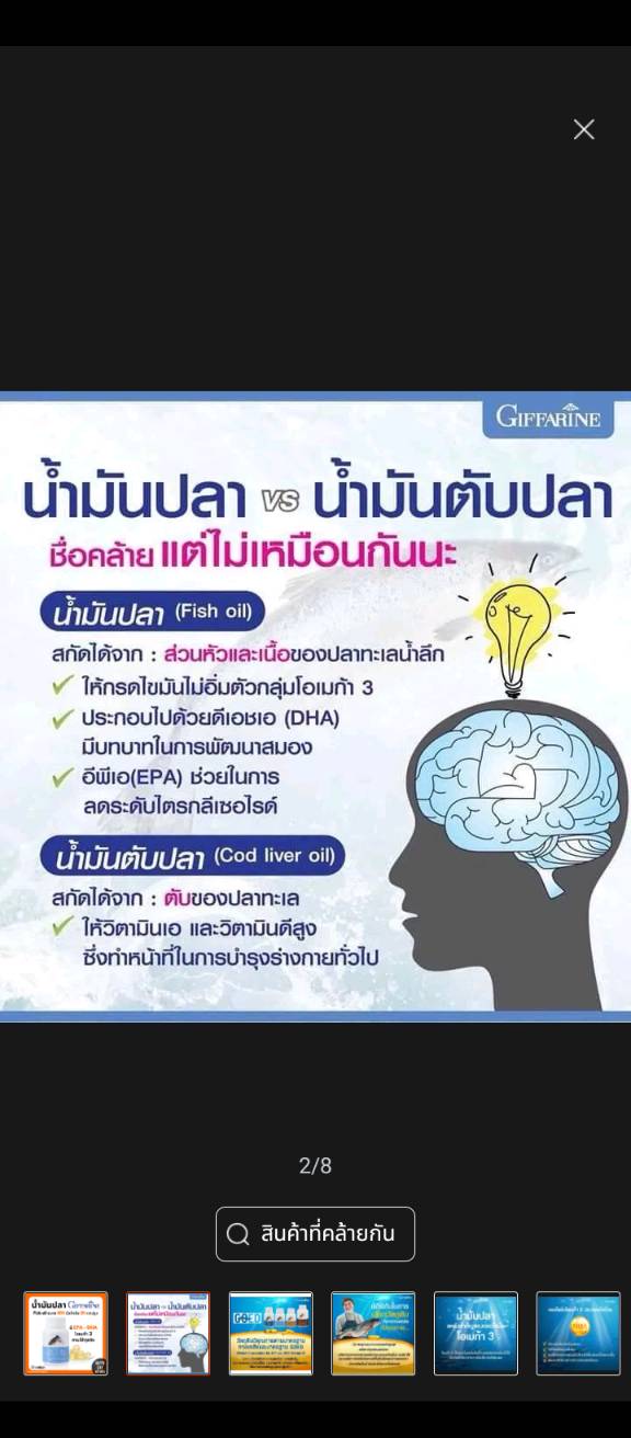 เคาะเดียว 120.-บาท น้ำมันปลา(Fish Oil) กิฟฟารีน 500มก. ขนาด 50 แค๊ปซูล ราคาถูก A2