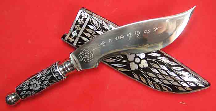 มีดหมอเหล็กน้ำพี้ขนาด 5 นิ้ว(ฝักด้าม 10 นิ้ว)ใบมีดแสตนเลส จารยันต์พุทธซ้อนและอักขระ นะ โม พุท ธา