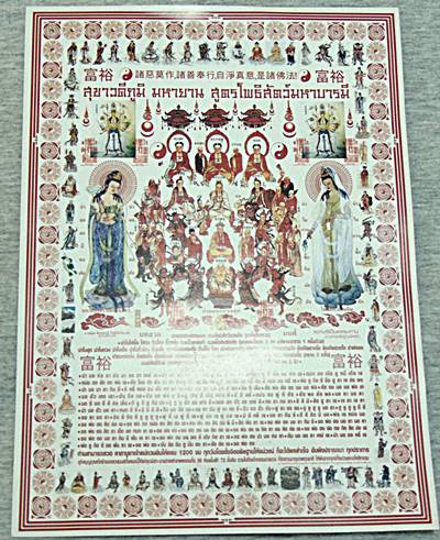 รูปภาพสุขาวดีภูมิ มหายาน สูตรโพธิสัตว์มหาบารมี  อาจารย์หม่อม นิรนามฯ ปลุกเสก หายาก  ขนาด a4