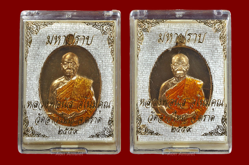 เหรียญเนื้อทองทิพย์ รุ่น มหาปราบ หลวงพ่อนัส วัดอ่าวใหญ่ พศ.2559 หมายเลข 773 + หมายเลข 1032