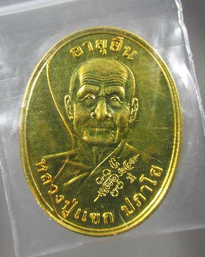 เหรียญอายุยืน หลวงปู่แขก วัดสุนทรประดิษฐ์ เนื้อทองทิพย์ #3