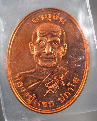 เหรียญอายุยืน หลวงปู่แขก วัดสุนทรประดิษฐ์ เนื้อทองแดง #2