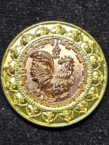 วัดถ้ำพรหมสวัสดิ์ จ.ลพบุรี เหรียญไก่ฟ้ามหาลาภ หลวงปุ่สรวงรุ่นอายุวัฒนมงคล ปี 2555 เนื้อทองเหลืองสอดไ