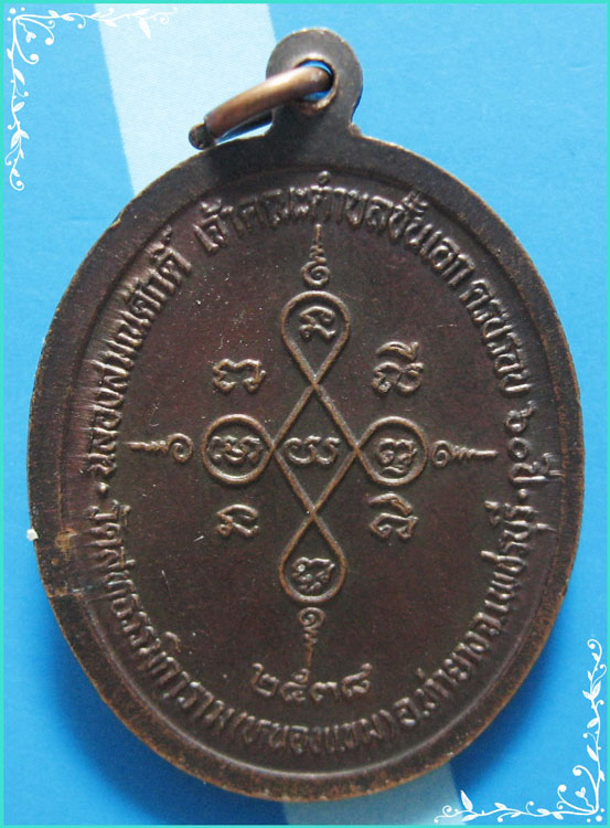 ...ลพ.ผล วัดหนองแขม พบ. เหรียญครึ่งองค์ เนื้อทองแดง หลังยันต์ ปี 38...