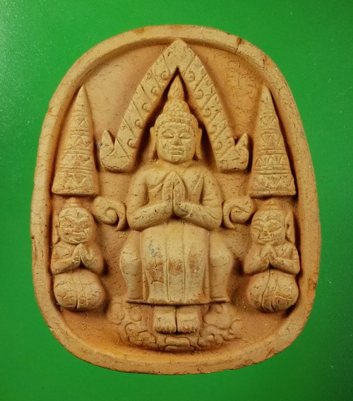 พระโมคคัลลา-สารีบุตร เนื้อดิน องค์ใหญ่ หลังใบโพธิ์