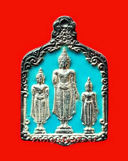 เหรียญพระร่วงฤทธิโรจน์ หลวงพ่อเล็ก วัดสันติคีรีศรีบรมธาตุ(วัดเขาดิน) จ.กาญจนบุรี เนื้อเงินลงยา หายาก