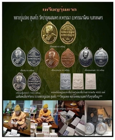 เหรียญ ลป.แปลง สุนทโร (ศิษย์เอก ลป.ฝั้น อาจาโร) รุ่นแรก เนื้ออัลปาก้า ติดเกศา จีวร หายาก สวยแชมป์