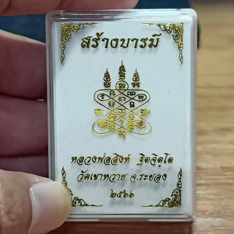 เหรียญสร้างบารมี หลวงพ่อสิงห์ วัดเขาหวาย จ.ระยอง ปี 2566 เนื้อทองทิพย์ หมายเลข 244 กล่องเดิม