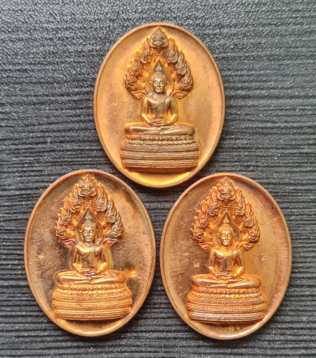 เหรียญนาคปรก ๒๕๔๕..ทองแดง ๓ เหรียญ ไม่มีกล่อง..ลพ.ดำ วัดเขาพูลทอง จ.จันทบุรี / ส่ง ems
