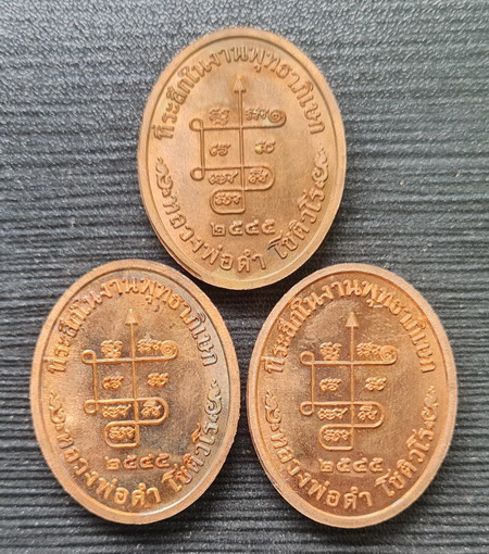 เหรียญนาคปรก ๒๕๔๕..ทองแดง ๓ เหรียญ ไม่มีกล่อง..ลพ.ดำ วัดเขาพูลทอง จ.จันทบุรี / ส่ง ems