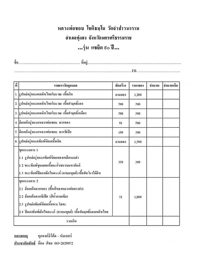 รูปหล่อรุ่นแรกเทดินไทย หลวงพ่อชอบ วัดจำปาวนาราม นครศรีธรรมราช ปี 2561