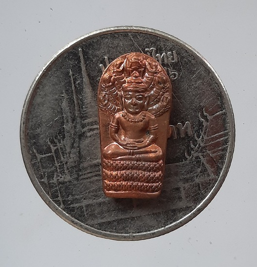 พระปรกใบมะขาม หลวงปู่มหาศิลา สิริจันโท วัดโพธิ์ศรีสะอาด จ.กาฬสินธุ์ ปี2564 เนื้อทองแดง