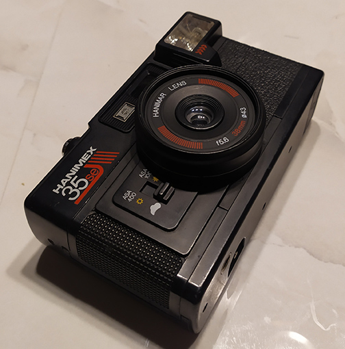 กล้องฟิลม์เก่า วินเทจ สวยๆหายาก HANIMEX 35 se บอดี้ดำ ทรงสวยคลาสสิคแฟลชแบบเลื่อนข้าง บอดี้ยังสวย