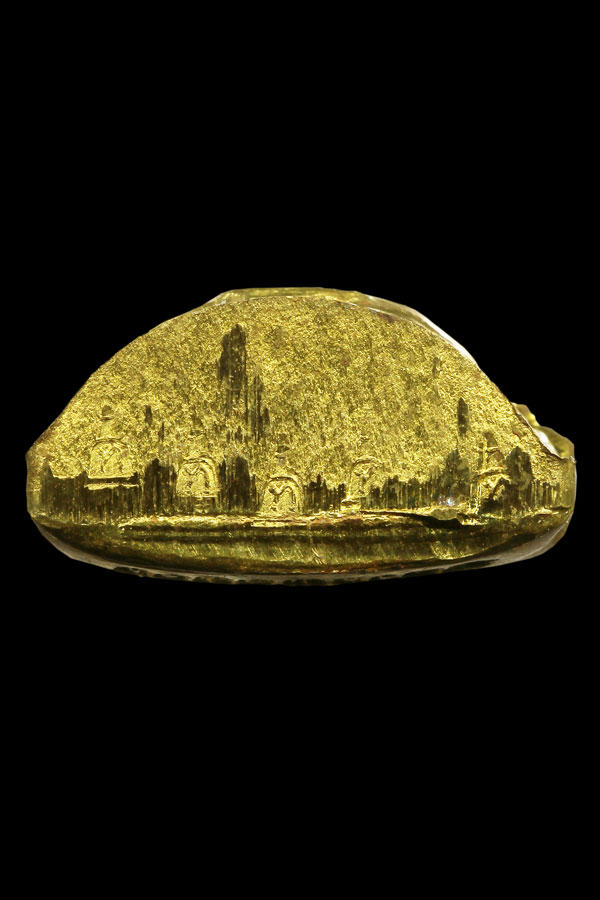 รูปเหมือนปั๊มรุ่นแรกหลวงพ่อทอง วัดพระพุทธบาทเขายายหอม เนื้อทองฝาบาตร แจกกรรมการ