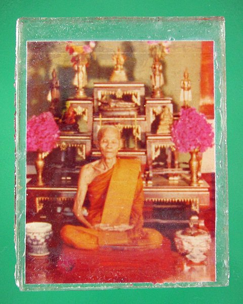 ภาพถ่ายอัดกระจก(สี) หลวงพ่อบุญไท วัดราษศรัทธาธรรม จ.ปทุมธานี พ.ศ.2533