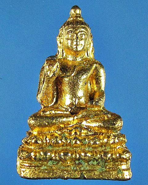 พระพุทธกวัก เนื้อสำริดกระหลั่ยทอง เก่าแท้ไม่ทราบที่ครับ