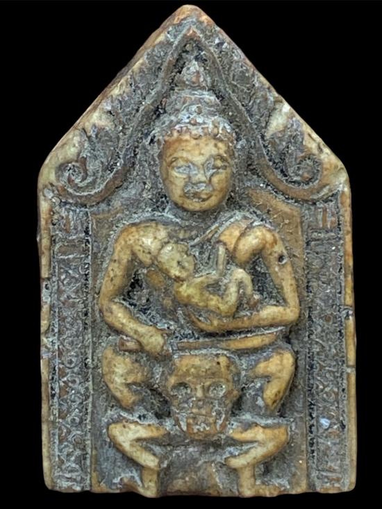 ขุนแผนทรงโหงพรายอุ้มกุมาร พิมพ์หน้าเทวดา ดาบตรง ยุคต้นปี2500 หลวงพ่อกวย ชุตินธโร วัดโฆตาราม