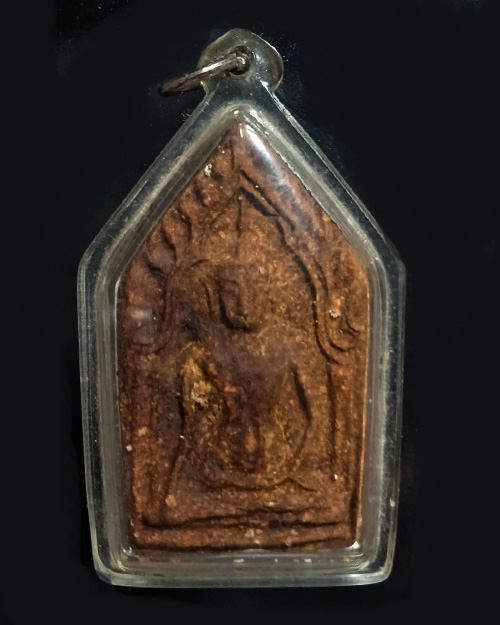 พระขุนแผน หลังตะกรุดคู่ฝังมวลสาร ไม่ทราบเกจิ