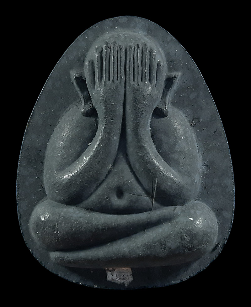 พระปิดตาจัมโบ้ หลวงปู่ทิม วัดพระขาว จ.อยุธยา มีเกศา + ฝังตะกรุดเงินด้านหน้า 