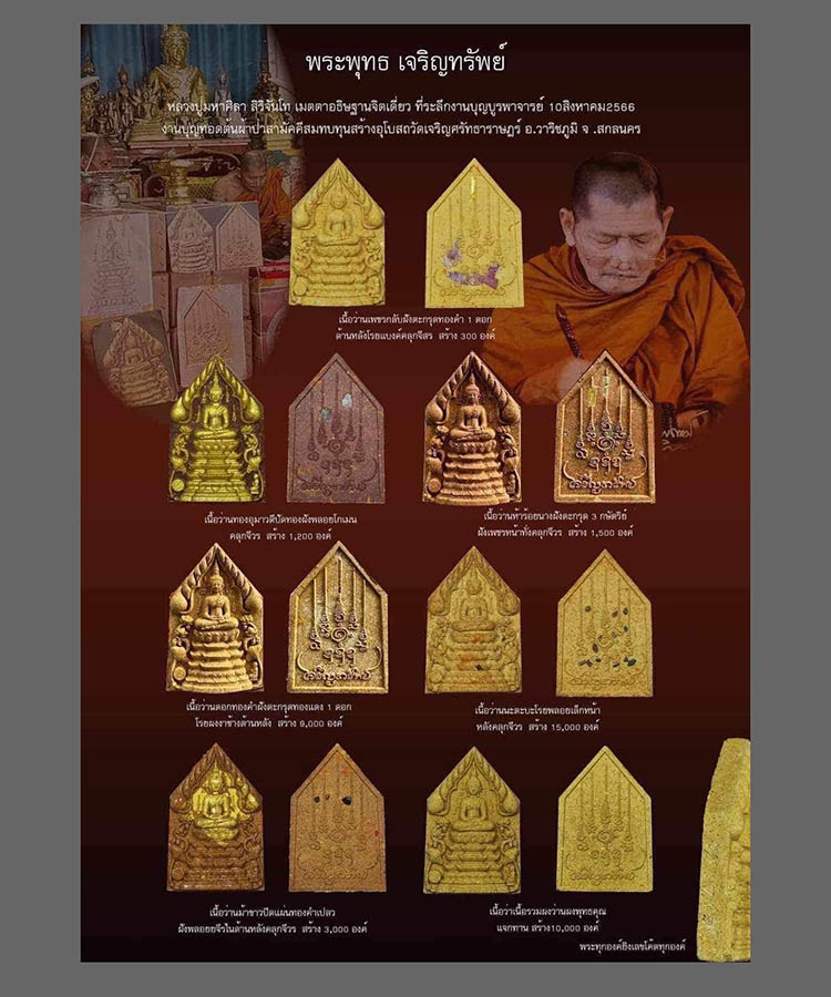 เคาะเดียว พระพุทธเจริญทรัพย์ ฝังตะกรุดทองแดง หลวงปู่มหาศิลา สิริจันโท เมตตาอธิษฐานจิตปลุกเสกเดี่ยว 