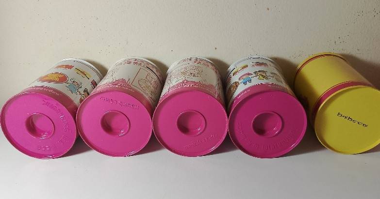 กระป๋องออมสิน 5 ใบ ของธนาคารออมสิน  งานสังกะสี