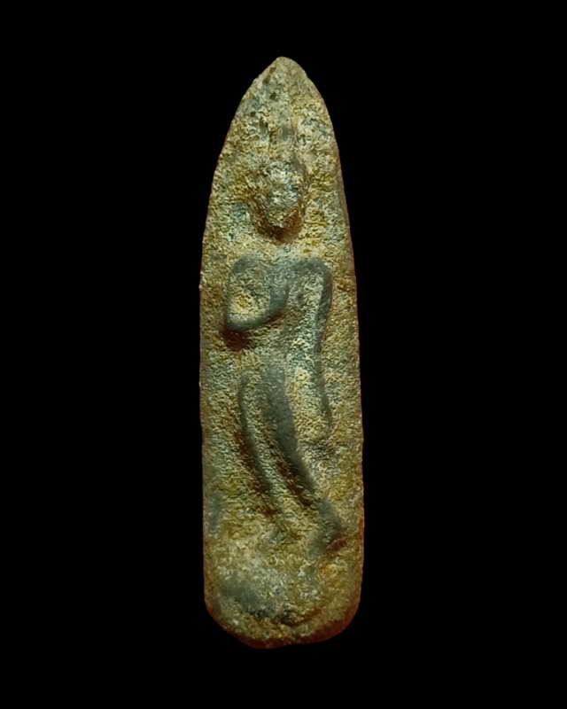 พระลีลาสองหน้าเนื้อตะกั่วสนิมแดง