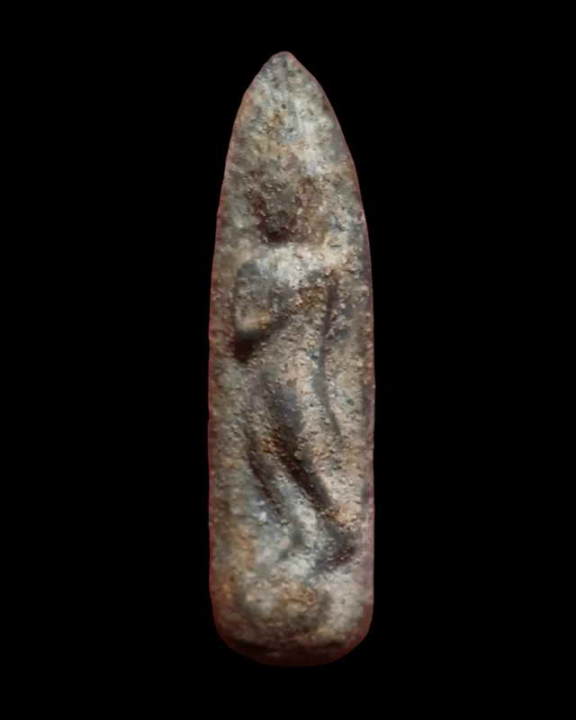 พระลีลาสองหน้าเนื้อตะกั่วสนิมแดง