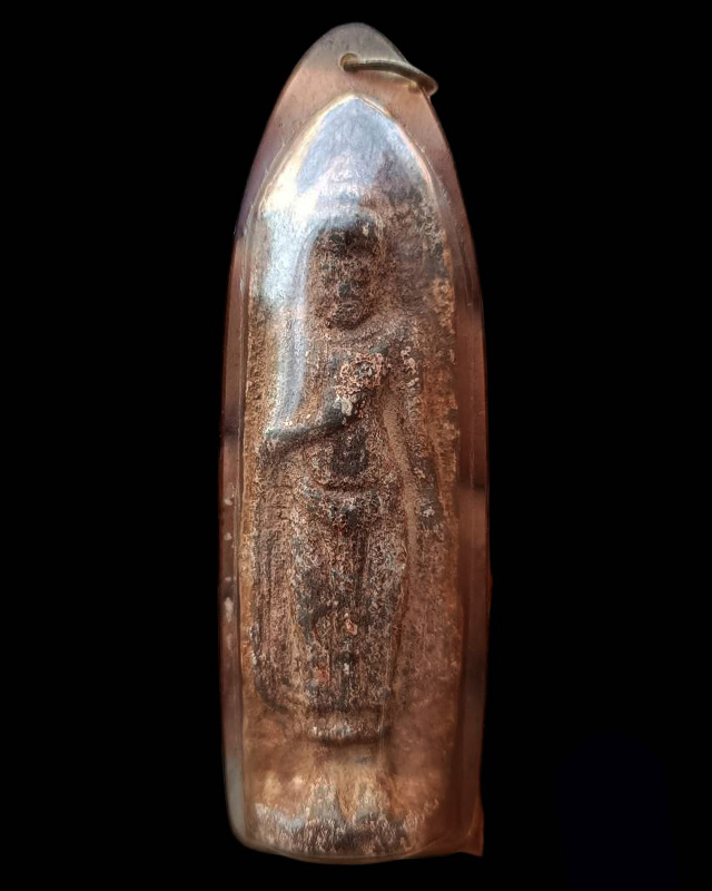 พระร่วงยืนประทานพร หลังรางปืน พระเนื้อชิน สูง 7.5 ซ.ม. พระบ้านเก่าเก็บหลายสิบปี