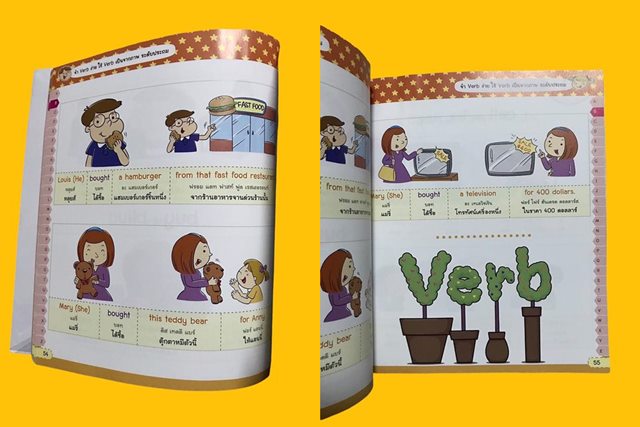 หนังสือ กริยา3ช่อง สำหรับเด็ก ระดับประถม อ่านเข้าใจง่าย ภาพสี่สีสวยสด มีการ์ตูน