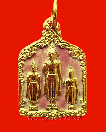 เหรียญพระร่วงฤทธิโรจน์ หลวงพ่อเล็ก วัดสันติคีรีศรีบรมธาตุ(วัดเขาดิน) จ.กาญจนบุรี กะไหล่ทองลงยาค่ะ