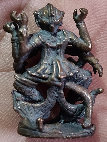 วัดพระทรง จ.เพชรบุรี หนุมานหล่อโบราณ 8 กร หลวงพ่อแล รุ่นแรก เนือนวโลหะ   ปี 50