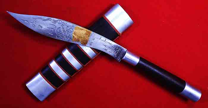 มีดหมอ ด้ามไม้-ฝักไม้มงคล ขนาดความยาวรวมฝัก 9.0 นิ้ว 