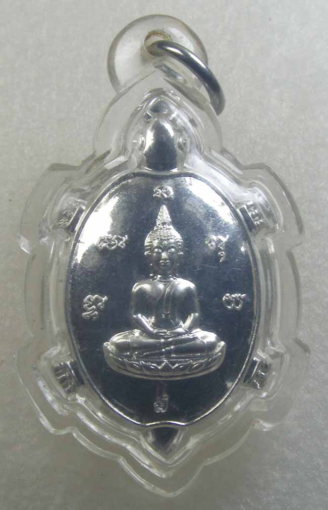 เต่าพระพุทธ เนื้อเงิน มีจาร ผิวกระจก หลวงพ่อวิรัช วัดดีบอน ราชบุรี