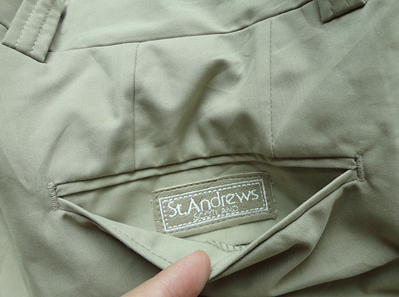กางเกง St.Andrews SCOTLAND ของแท้ 9,900 เยน BROWN GOLF PANTS ดีไซน์กระเป๋ามีแถบปิดกันของตกหล่น