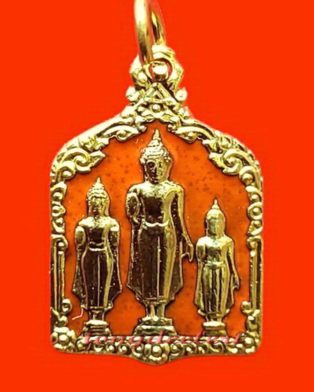 เหรียญพระร่วงฤทธิโรจน์ หลวงพ่อเล็ก วัดสันติคีรีศรีบรมธาตุ(วัดเขาดิน) จ.กาญจนบุรี กะไหล่ทองลงยาค่ะ