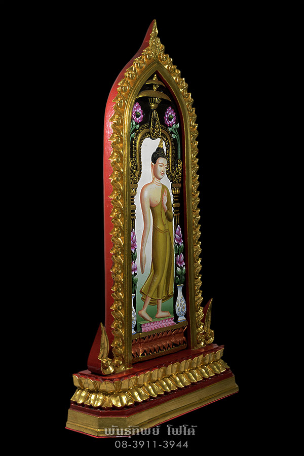 พระลีลากำแพงศอก หลวงพ่อขอม วัดไผ่โรงวัว ปี 2505 พิมพ์นิยม ศูนย์เหลี่ยม