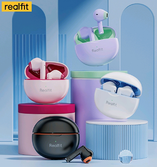หูฟังบลูทูธ REALFIT F2 สีดำส้ม เสียงดีมาก คุณภาพสูง แบตอึด ไดรเวอร์เบสไดนามิก ให้เสียงเบสที่หนักแน่น