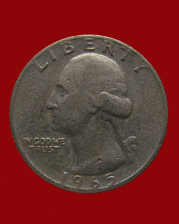 เหรียญ LIBERTY UNITED STATES OF AMERICA E PLURIBUS UNUM QUARTER DOLLAR IN GOD WE TRUST 1965